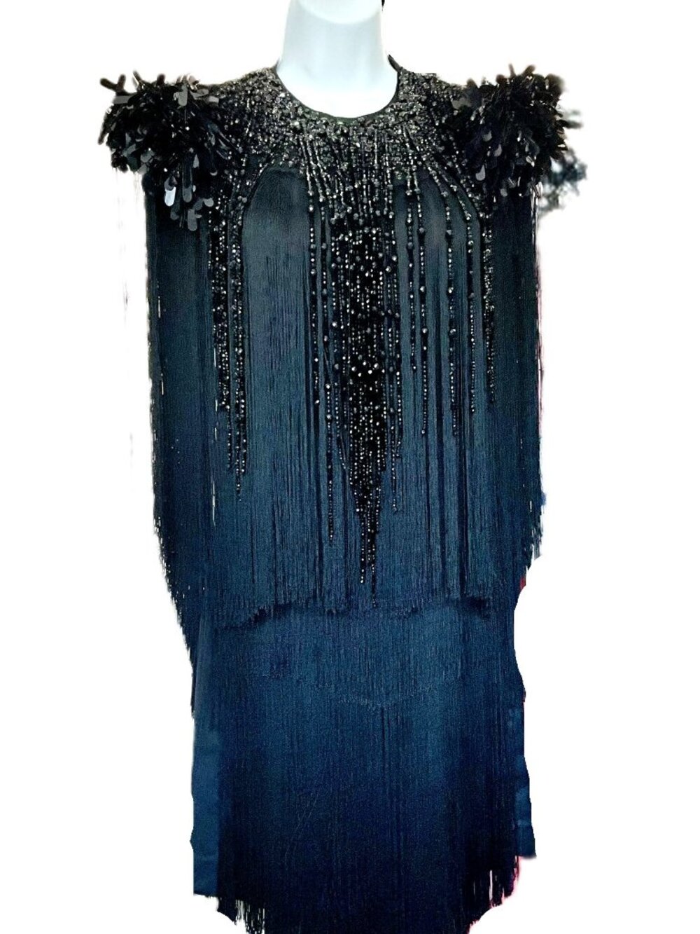 VNT Prada Black Dress Beaded Necklace Size 6 Made in Italy
